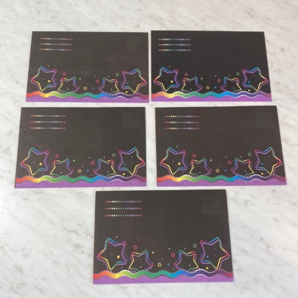 Gel Pen Star Envelopes Vintage Set of 5